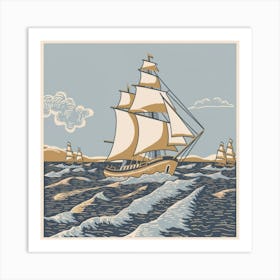 Sailing Ship In The Ocean Art Print