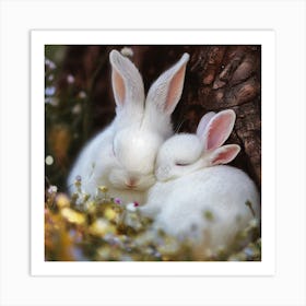 Pretty White Rabbits Art Print