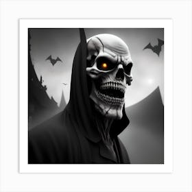 Skeleton With Bats Art Print