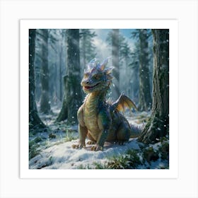 Dragon In The Snow Art Print