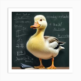 Duck With Chalkboard Art Print