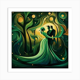 Couple Dancing In The Forest Art Print