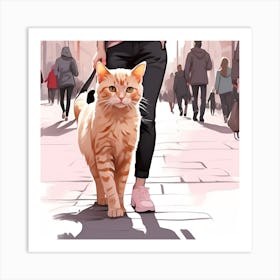 Cat On The Street Art Print