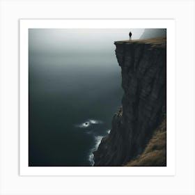 Person Standing On Cliff Art Print