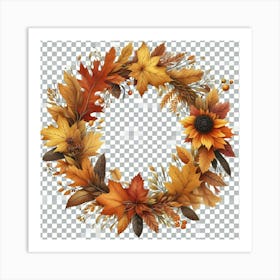 Autumn Leaves Wreath 2 Art Print