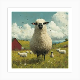 Sheep In A Field Art Print