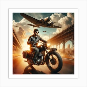 Man On A Motorcycle 5 Art Print