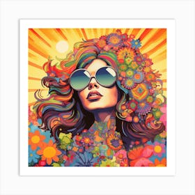 Psychedelic Flower Girl Art Print