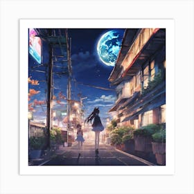 Moonlight Street Art Print