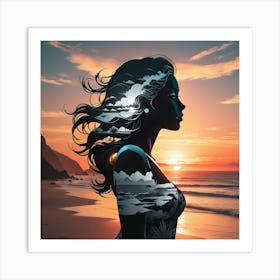 A Girl With Long Hair And Fantasy Designing Art Print