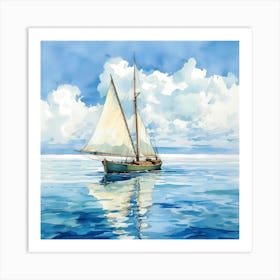 Sailing Boat On Peaceful Waters Art Print