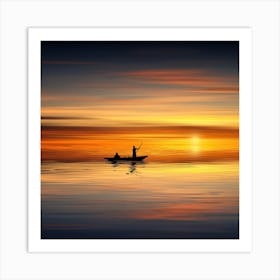 Sunset Fisherman Art Print