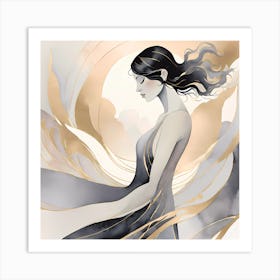 Abstract Woman In A Dress Aquarelle Art Print