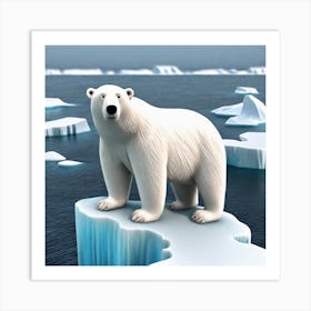 Polar Bear On Ice Floes Art Print