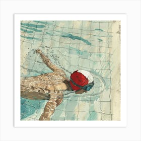 A Swimmer In A Pool Hand Drawn Sketch Illustrati 1718672202 2 Art Print