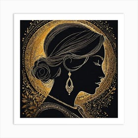 Portrait Of A Woman In Gold 1 Art Print