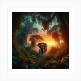 Jungle Elephant Art Print