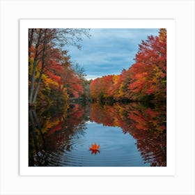 Autumn Leaves In The Water 1 Art Print