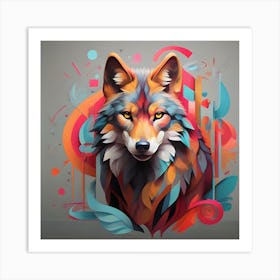 Abstract Wolf Painting Art Print