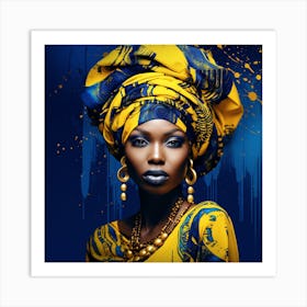 African Woman In Turban 2 Art Print