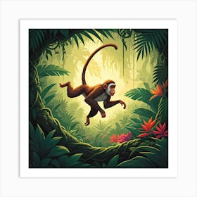 Swinging Monkey Art Print