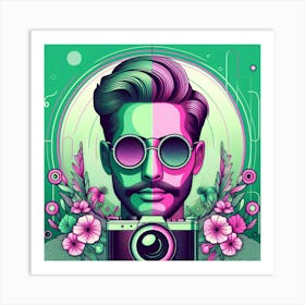 Portrait Of A Man With A Camera Art Print