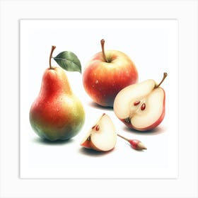 Pear and Apple Art Print