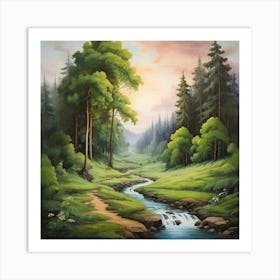 Stream In The Forest 1 Art Print