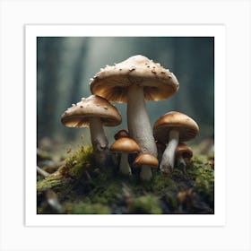 Mushrooms In The Forest 15 Art Print