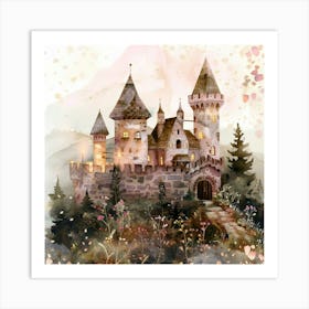 Magical Watercolor Castle Art Print