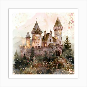 Magical Watercolor Castle Poster