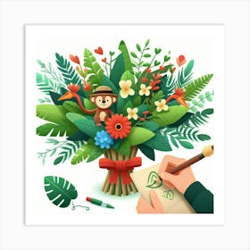 Jungle Bouquet, Vector art 3 Art Print