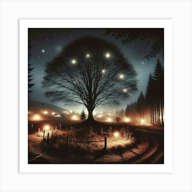 Tree At Night 4 Art Print