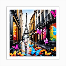 Paris With Butterflies 4 Art Print