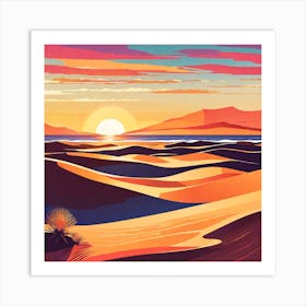 Painting Sunset In The Dunes Art Print