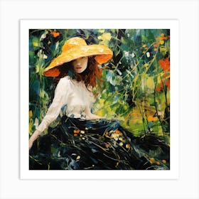 Girl In A Yellow Hat Art Print