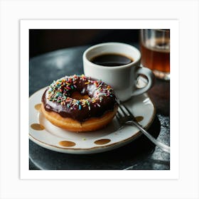 Donut With Coffee Art Print