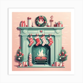 Christmas Fireplace 10 Art Print