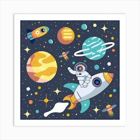 Pixel Art Space Poster 2 Art Print