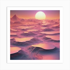 Sunset and Desert Dunes Landscape Art Print