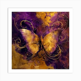 Butterfly In Purple And Gold Art Print