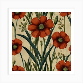 Default Flax3 Floral Botanical Vintage Poster Flower Canvas Pr 2 Art Print