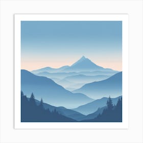 Misty mountains background in blue tone 19 Art Print