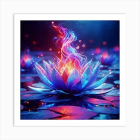 Lotus Flower With Fire Art Print