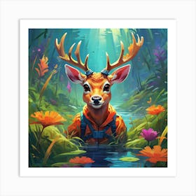 Deer In The Forest 25 Art Print