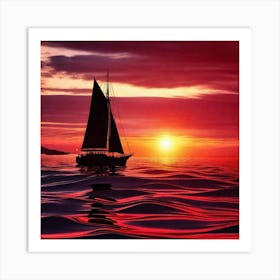 Sailboat At Sunset 13 Art Print