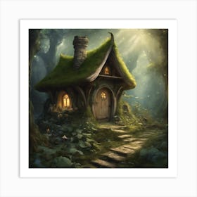 A Beautiful Tiny Fairy In A Woodland Cottage Share Art Print
