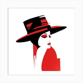 Woman In Red Hat 1 Art Print