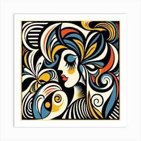 Stunning Abstract Portrait with Butterfly I Art Print