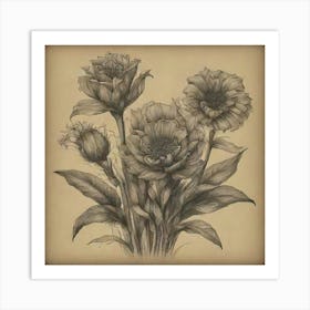 Birth flowers family bouquet 14 Art Print